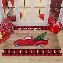 Christmas Truck Doormat Anti-fouling Portable Waterproof Mat