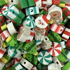 50pcs Christmas Polymer Clay Beads Jewelry Making DIY Bracelet Necklace