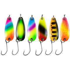 6pcs Sparkling Spoon Lure 2 1 1inch 3g Trout Fishing Single Hook Tackle
