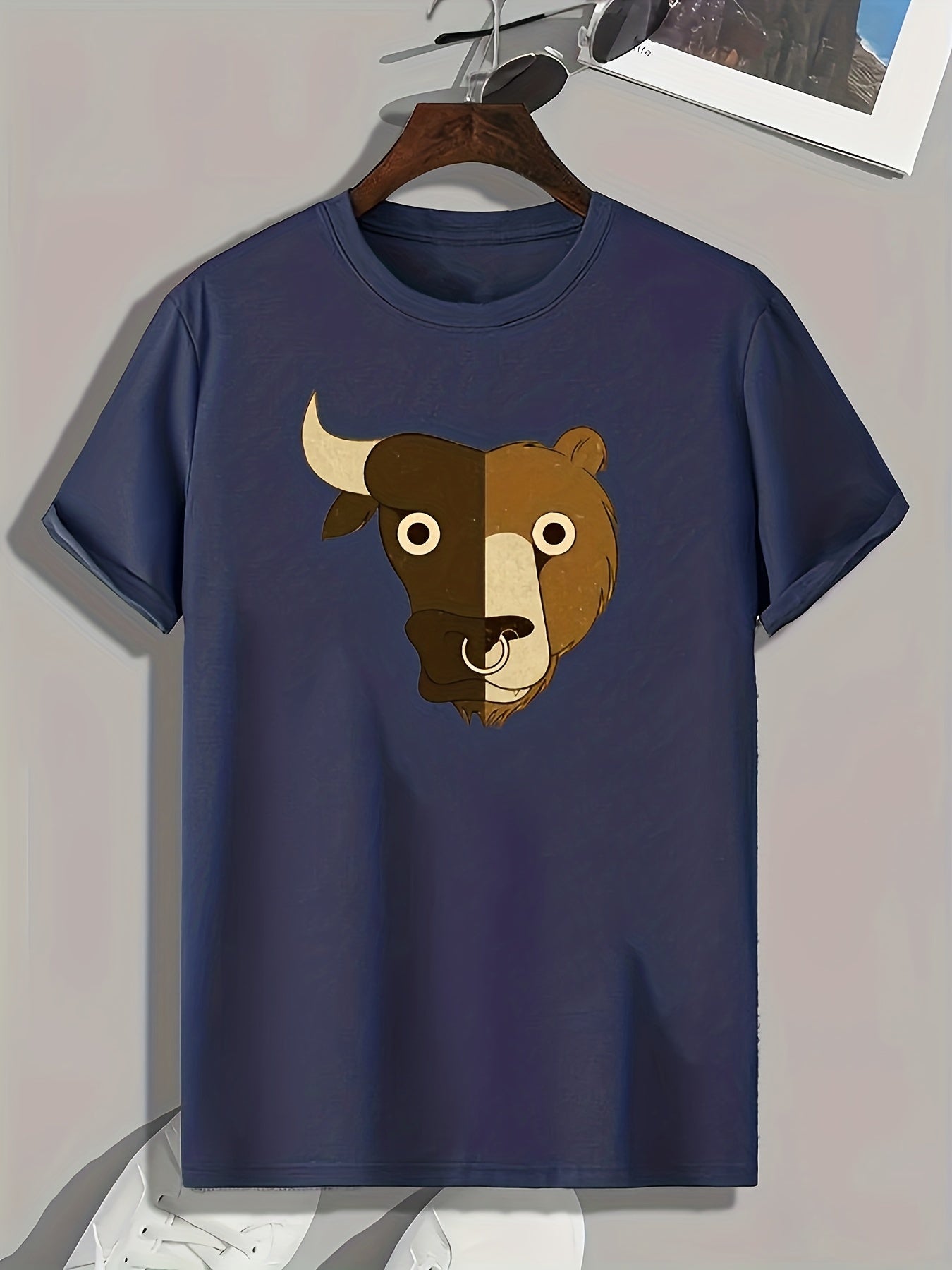 Ox & Bear Pattern Print Men's Sports T-shirt