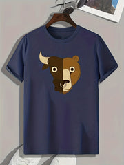 Ox & Bear Pattern Print Men's Sports T-shirt