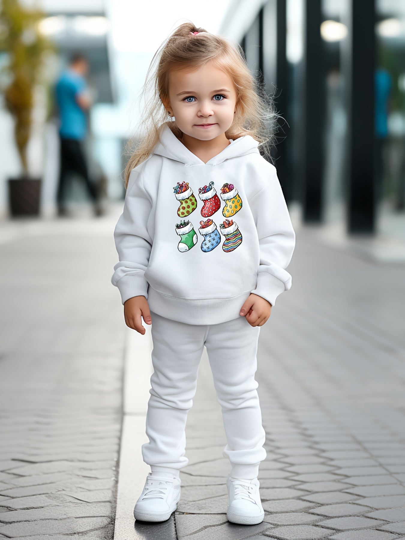 OERYUI Kids 2pcs Christmas Socks Print Hoodies Pants Set