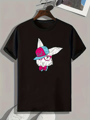 Rabbit Print Men's Comfy T shirt Outdoor Summer Tee