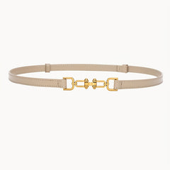 Women's Thin Leather Waist Belt with Buckle - Adjustable Decorative Belt