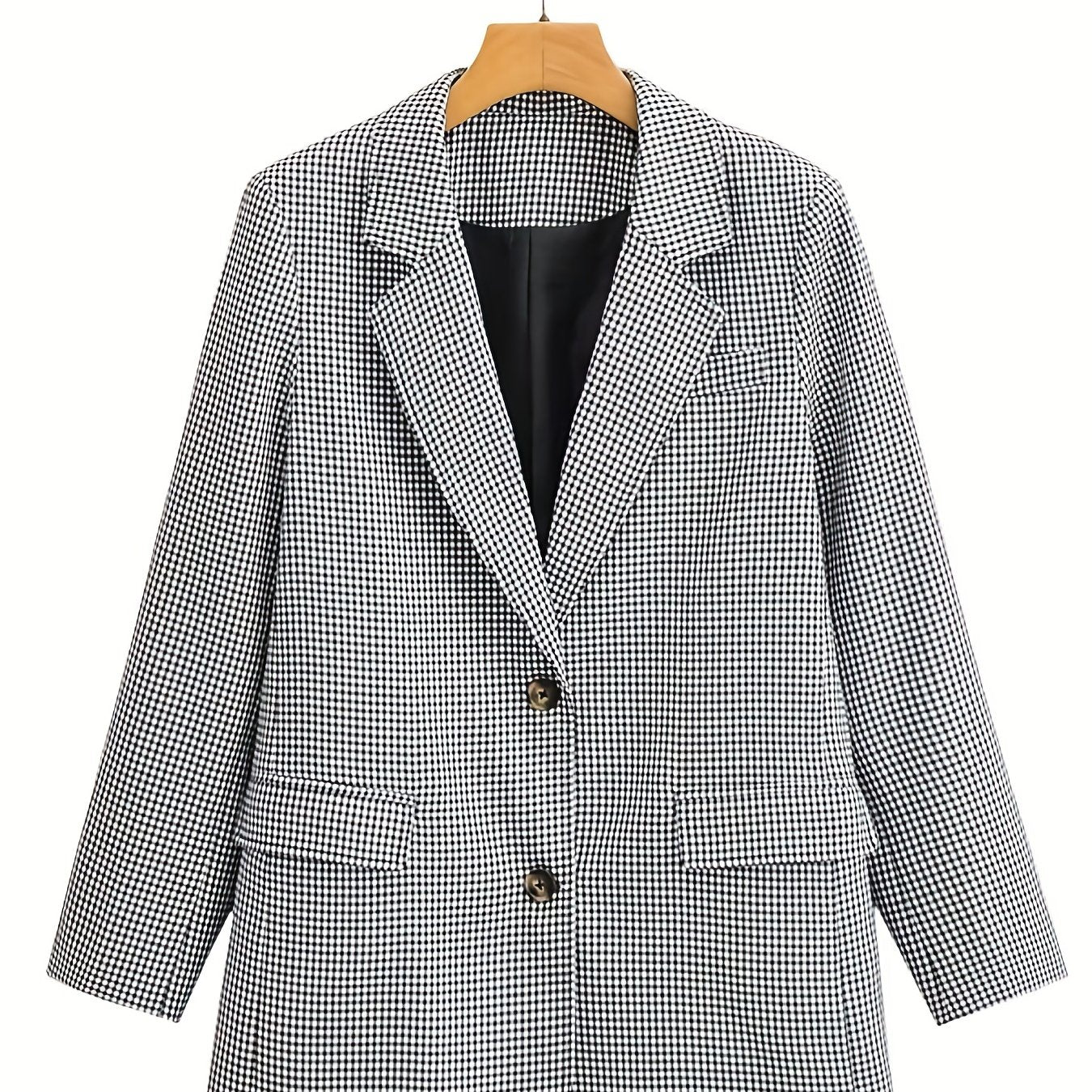 Plaid Print Blazer Single Breasted Long Sleeve Office Outerwear Women