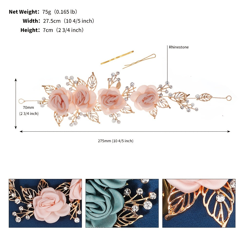 Rose Flower Hair Band For Wedding Brides