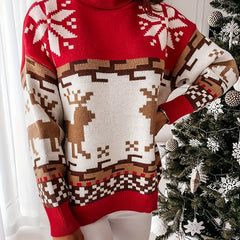 Christmas Casual Sweater Women's Plus Colorblock Graphic Print