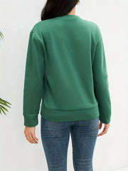 Solid Crew Neck Pullover Sweatshirt Women's Casual Long Sleeve Sweatshirt