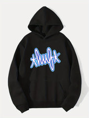 Letter Print Hoodie Men's Casual Graphic Pullover Hooded Sweatshirt