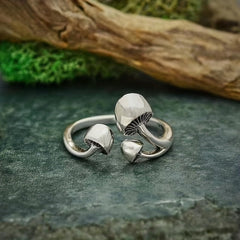 Vintage Mushroom Ring Silver Plated Adjustable Jewelry