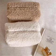 Plush Cosmetic Bag Travel Makeup Storage Bag Zipper Minimalist Makeup Bag