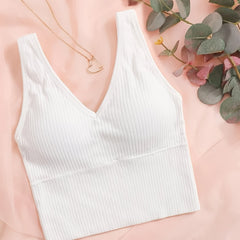 Ribbed Tank Top V Neck Backless Cami Sexy Lingerie Underwear
