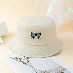 Butterfly Printed Bucket Hat Solid Basin Hat Casual Couple Fisherman Cap