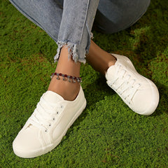 Women's Canvas Lace Up Sneakers Lightweight Low Top Shoes