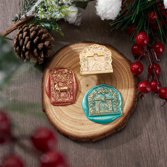 Christmas Snowman 3D Embossed Fire Paint Brass Stamp 40mm Round