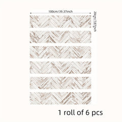 6pcs Wood Grain Stair Stickers Self-adhesive Wallpaper Home Decor Waterproof