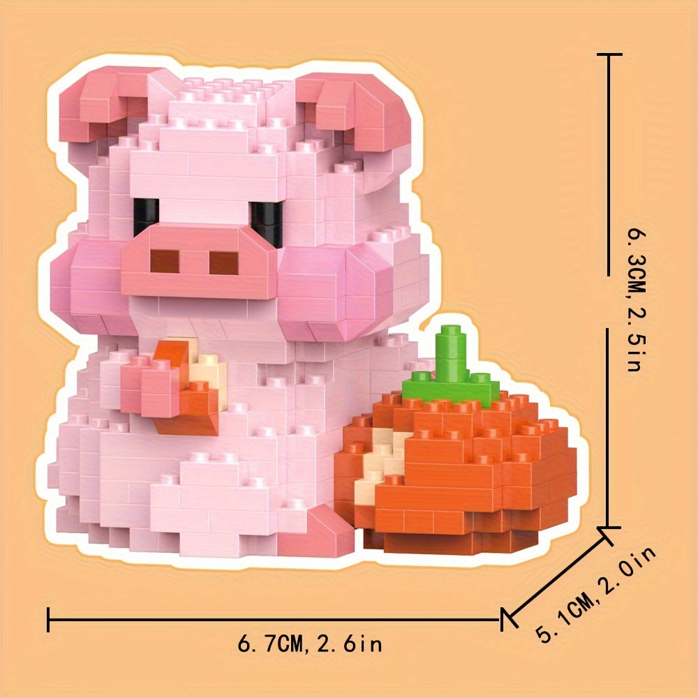 Animal Building Blocks Gluttonous Pig Model Small Building Blocks Gift