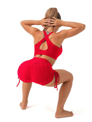Seersucker Sports Bra High Support for Yoga and Workouts