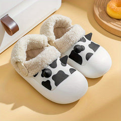 Cute Cartoon Fleece House Shoes for Kids, Non-Slip Soft Bottom Walking Shoes