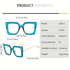 Oversized Square Cat Eye Glasses Vintage Clear Lens Print Frame Eyeglasses
