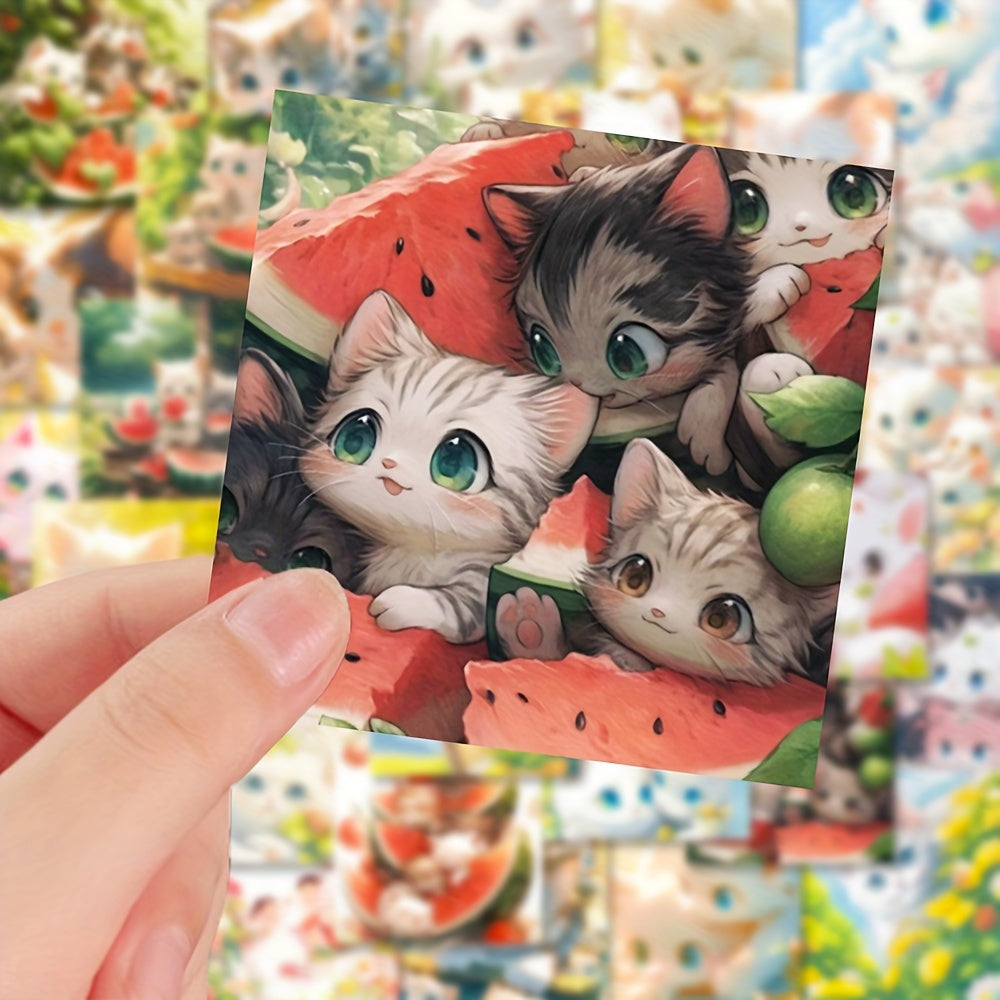 48pcs Cats Pvc Animal Stickers Water Bottle Laptop Phone Bike Car Stationery