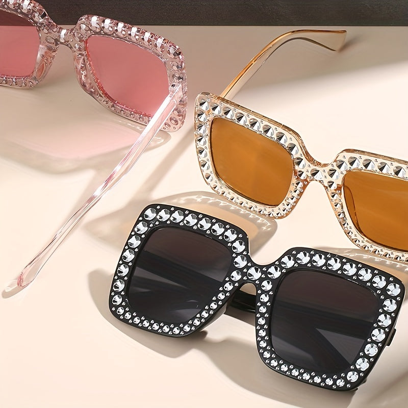 Rhinestone Square Sunglasses UV400 Sun Shades Glasses