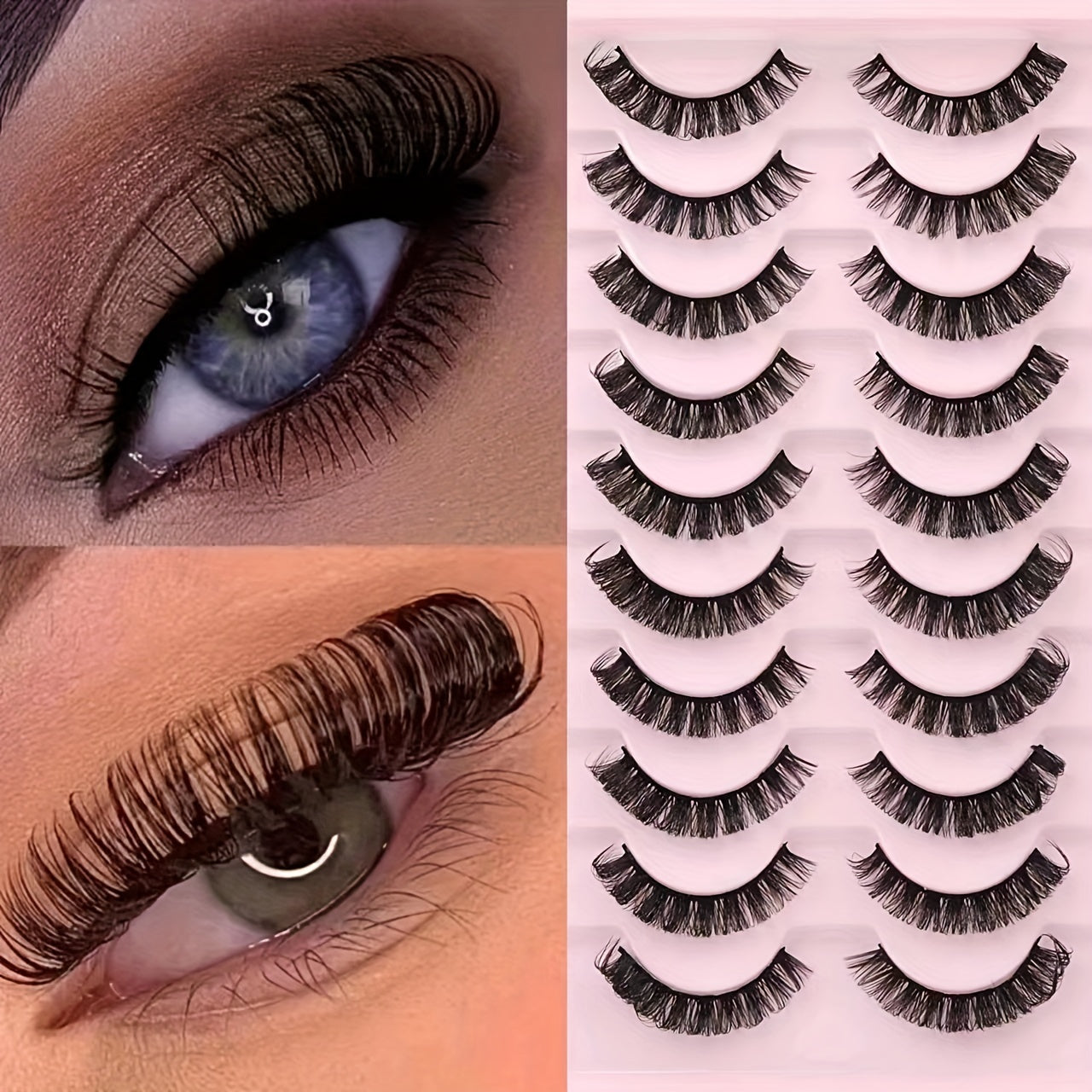 Fluffy 3D Curly Volume False Eyelashes Natural Look Long Thick Lashes