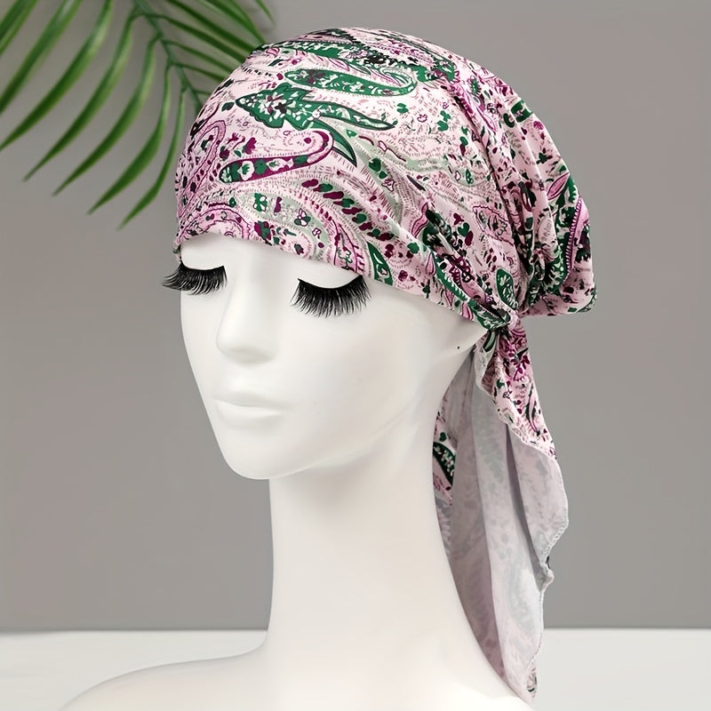 Boho Paisley Print Turban Hat Soft Bandana Headscarf Head Wraps for Women