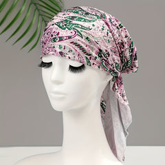 Boho Paisley Print Turban Hat Soft Bandana Headscarf Head Wraps for Women