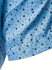 Star Pattern Short Sleeve Dress Shirt Men s Semi Formal Lapel Button Up Shirt