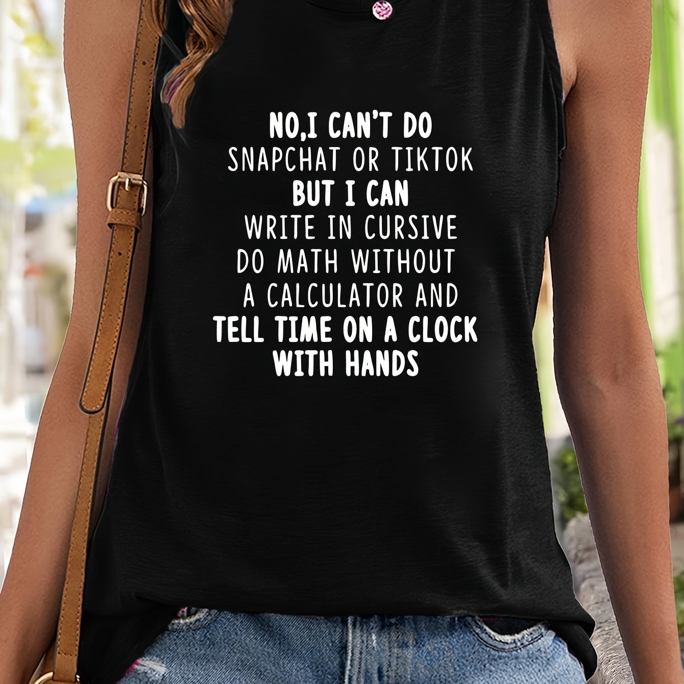 Letter Print Crew Neck Basic Tank Top Slim Fitted Summer Sports Top