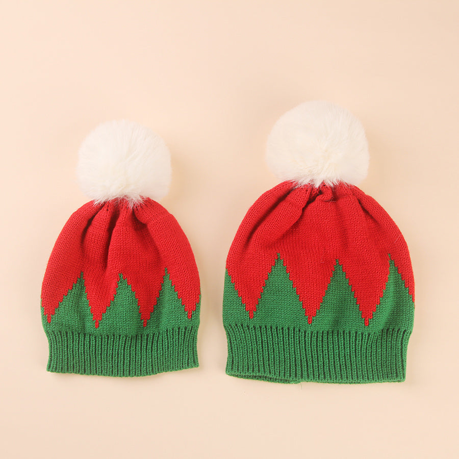 2pcs Christmas Tree Knitted Wool Hat Set