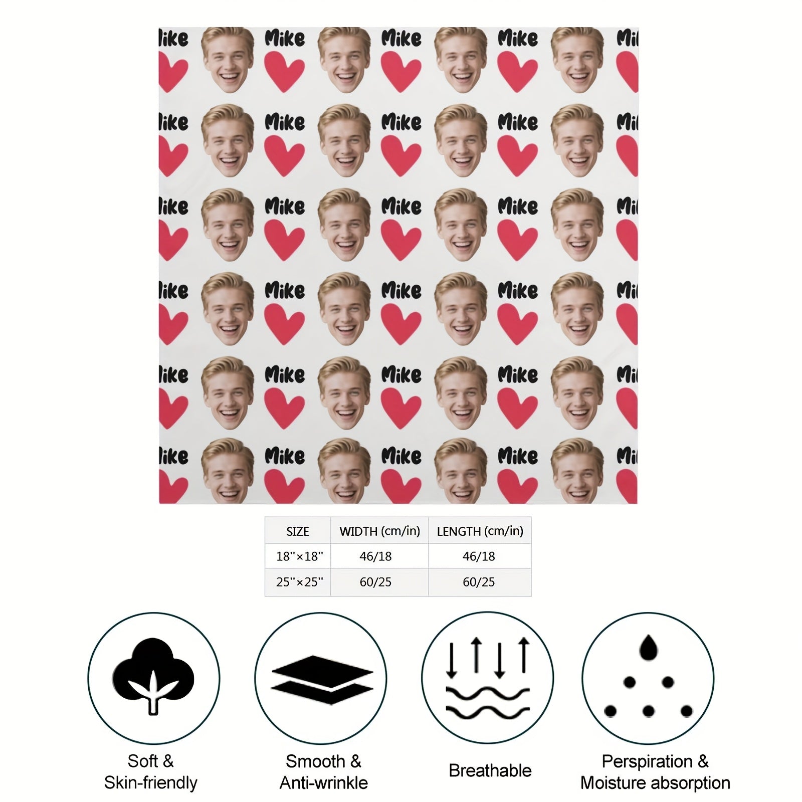 Custom Photo Text Women's Square Scarf Bandana Halloween Christmas Gift