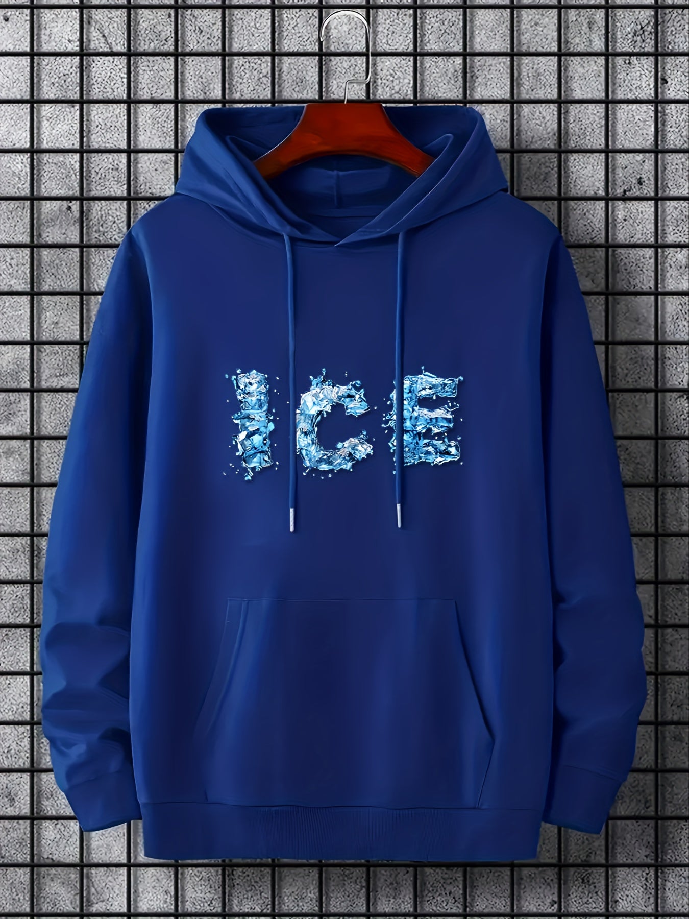 ICE Print Hoodie Long Sleeve Top Men's Clothes For Spring Fall Winter