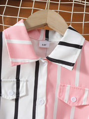 Girls Striped Shirt Dress Kids Summer Clothes
