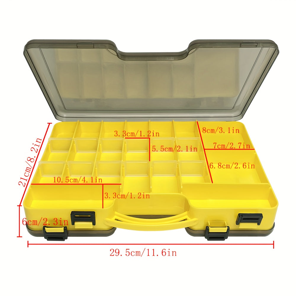 1pc Yellow Double sided Box Parts Box Tool Box Plastic Household