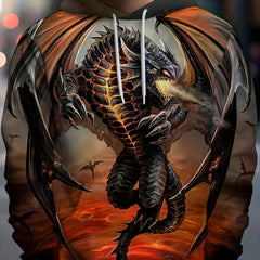 Dragon 3D Print Hoodie For Men - Graphic Pullover