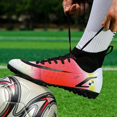 Men's High Top Turf Football Boots - Outdoor Professional Soccer Cleats