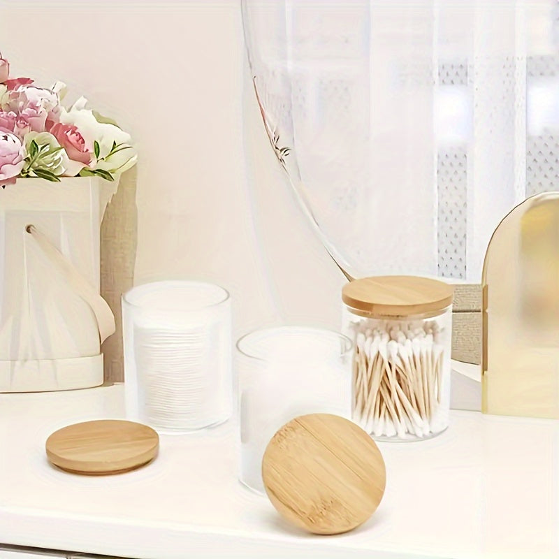 Glass Jar With Wooden Lid 8.45 Oz Medicine Bottle
