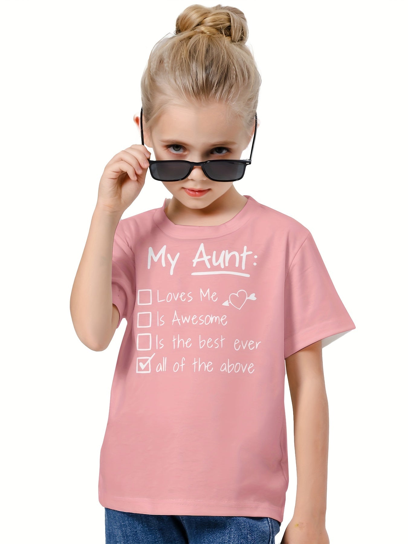 Girls Boys MY AUNT Short Sleeve T-shirt Summer Clothes Sports Gift