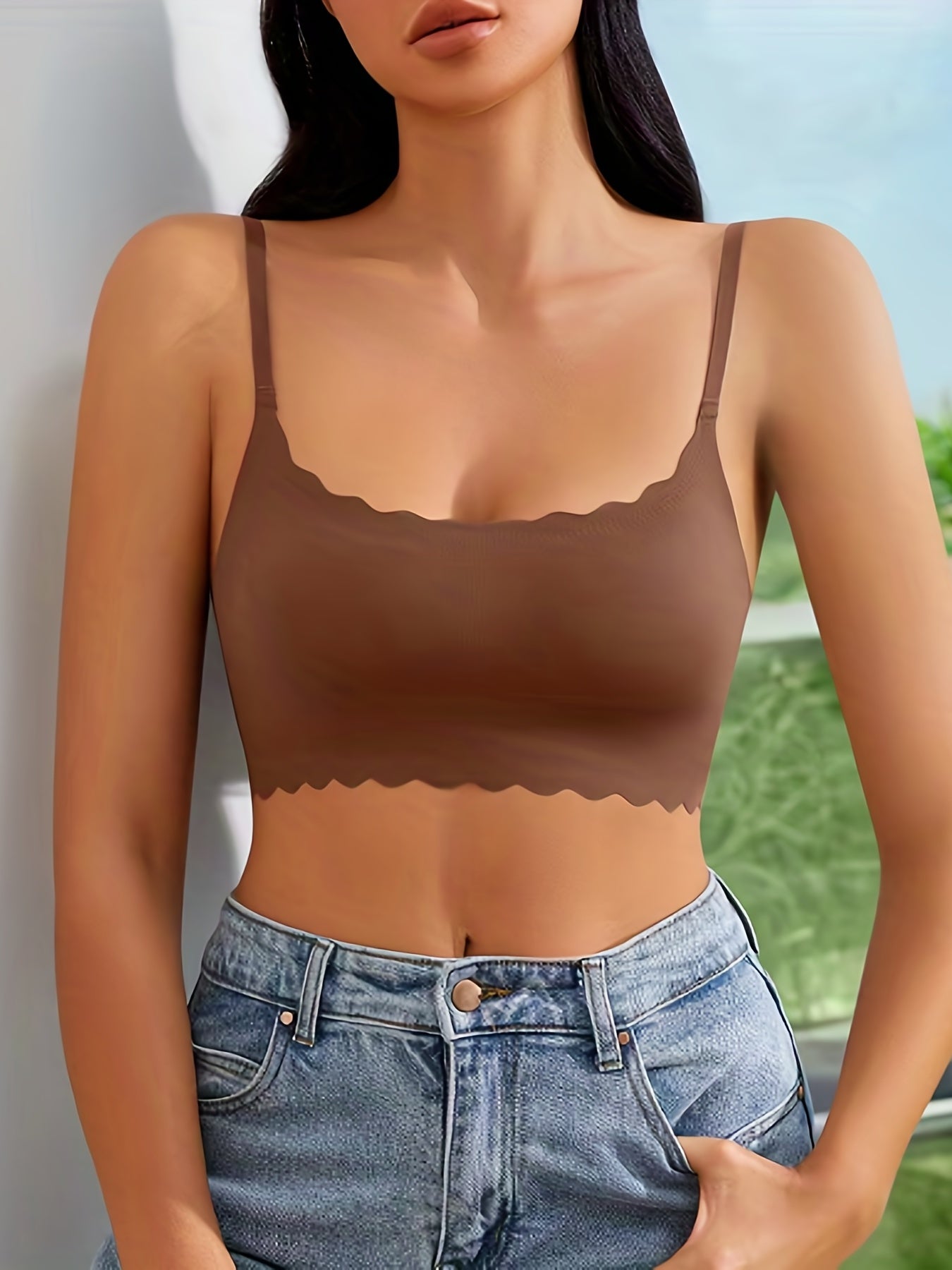 Scalloped Soft Bra with Removable Pads - Women's Lingerie