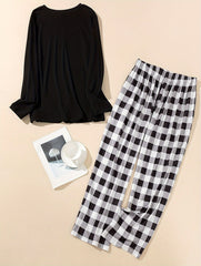 Leopard Heart Print Tee & Pants Lounge Set Plus Size