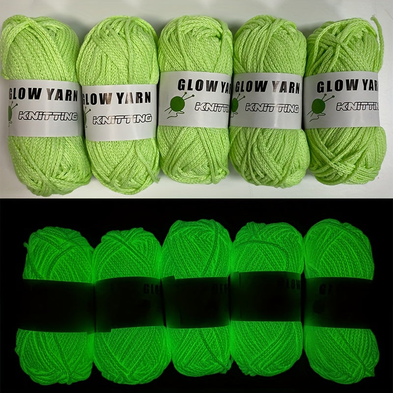 5 Rolls Glow In The Dark Yarn 50g - Hand Knitting Crocheting Bags Accessories