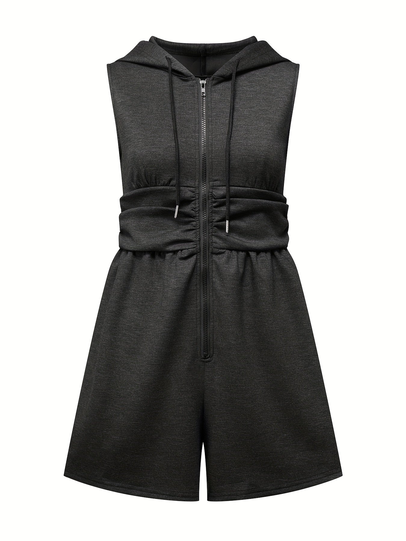 Casual Drawstring Hooded Romper Jumpsuit Women's Clothing