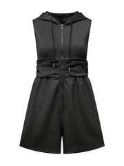 Casual Drawstring Hooded Romper Jumpsuit Women's Clothing