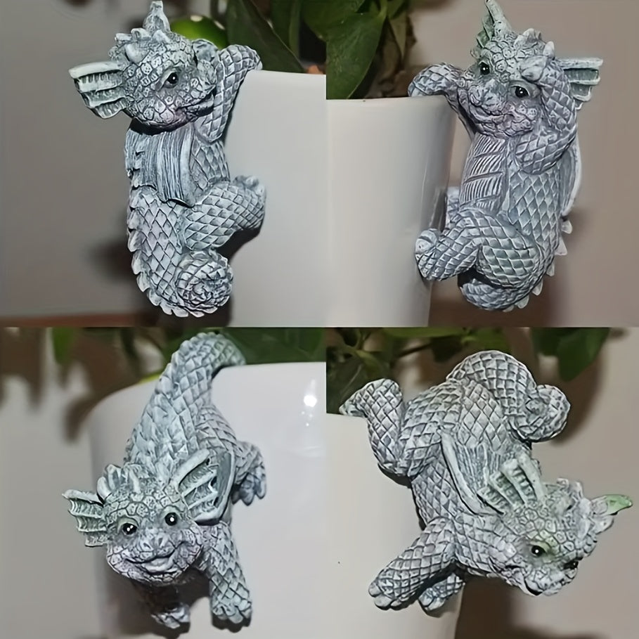 4pcs Little Dinosaurs Set Hanging Flower Pots Resin Crafts Pendant Cup Garden