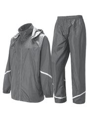 Men's Waterproof Rain Suit Set Lightweight Hooded Rainwear