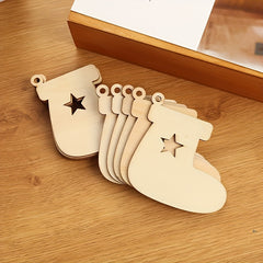 10pcs Christmas Stocking Wooden Pendant Decorations