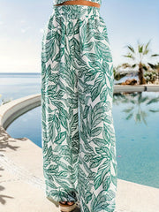 Leaf Print Two piece Set Crop Cami Top & Wide Leg Pants Outfits Women's Clothing