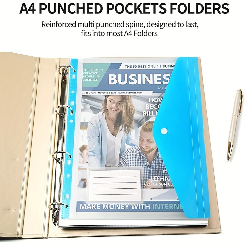 12 Packs of A4 Plastic File Folder Wallet with Iron Rings